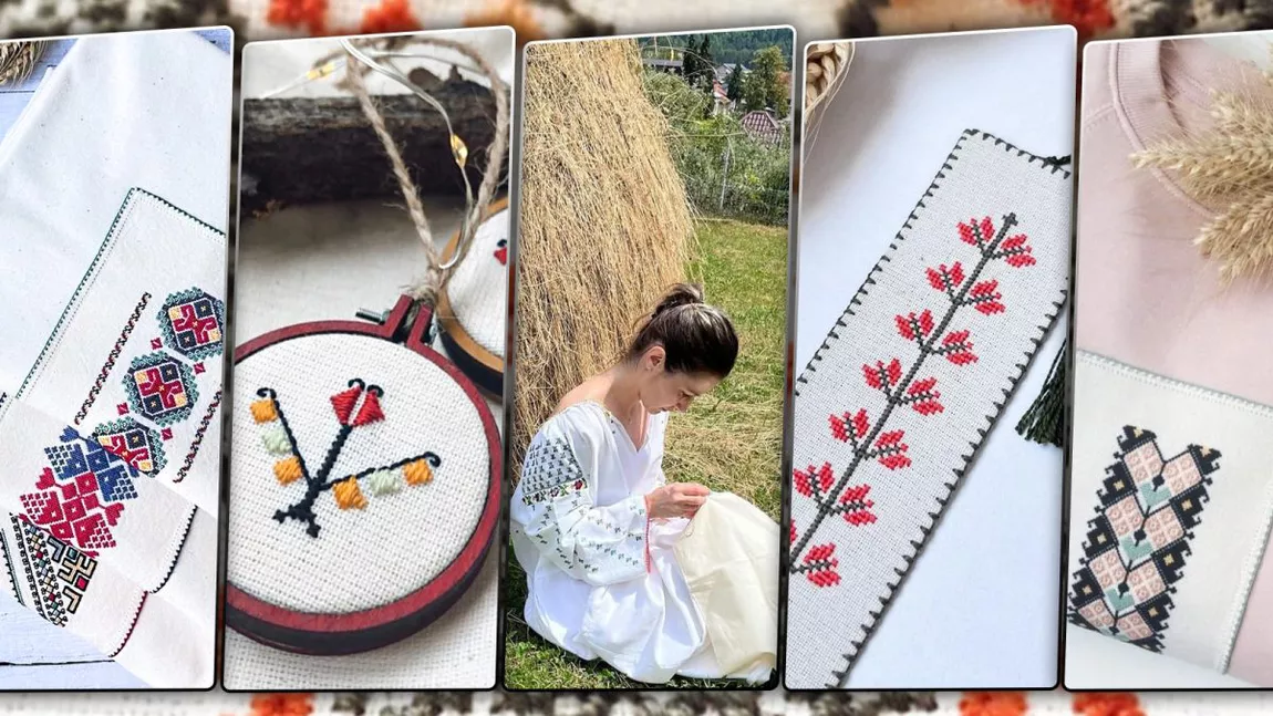 Miruna scoate la lumină modele de broderii tradiţionale româneşti vechi de sute de ani şi realizează obiecte care fură privirile tuturor: „Mă inspir din albume vechi de cusături şi muzee de etnografie!” – GALERIE FOTO