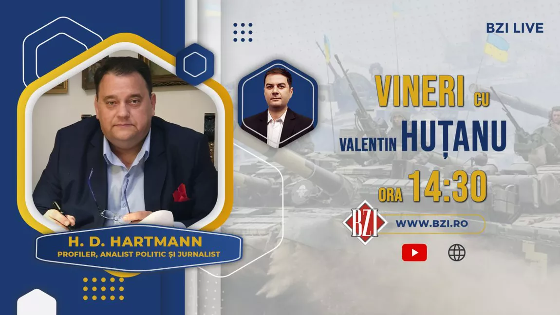 LIVE VIDEO - O nouă ediție de impact în Studioul BZI LIVE, alături de jurnalistul, analistul politic și profilerul H.D. Hartmann