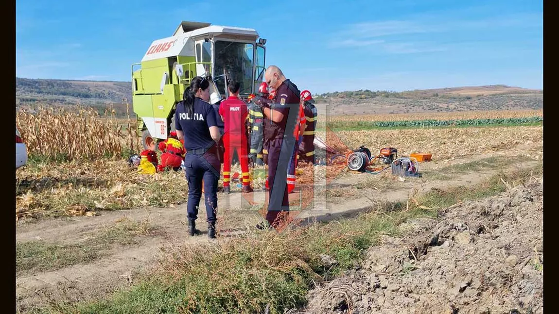 Elicopterul SMURD Iaşi intervine la Gorban. Un bărbat şi-a prins piciorul în combina de treierat - EXCLUSIV, UPDATE, FOTO