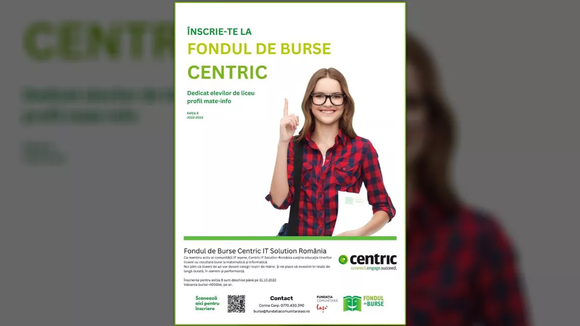 Centric IT Solutions România a acordat încă 15 burse a câte 4.000 de lei elevilor ieșeni!