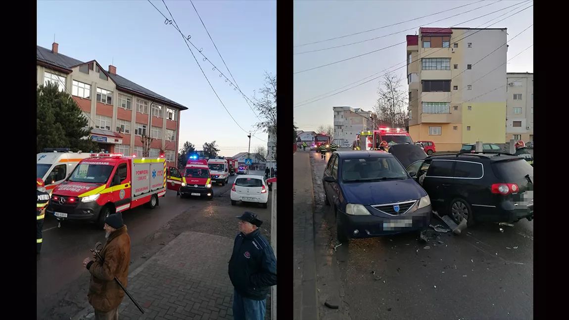 Accident rutier în Tg. Frumos. Trei maşini au intrat în coliziune. Sunt mai multe victime, printre care şi minori - FOTO