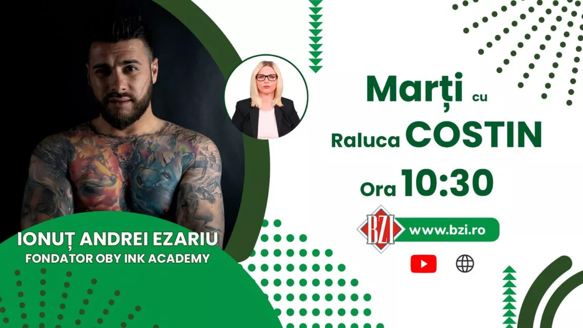LIVE VIDEO - Andrei Ezariu, fondator Oby Ink Academy, discută despre noul proiect unic în Iași, numai la BZI LIVE!
