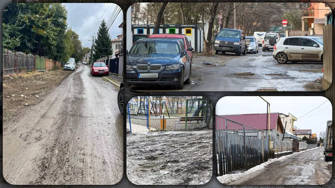 Străzi pline de noroi și gropi, aproape de centrul Iașului! Localnicii sunt nemulțumiți: „Ar trebui să ne ofere cizme!“ – GALERIE FOTO