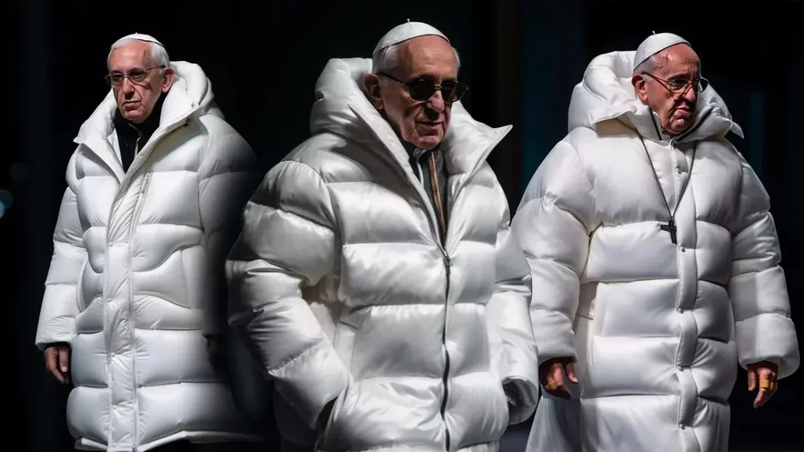 Un fenomen îngrijorător ia amploare: Fotografia falsă cu Papa Francisc îmbrăcat într-o geacă albă de lux a făcut înconjurul lumii