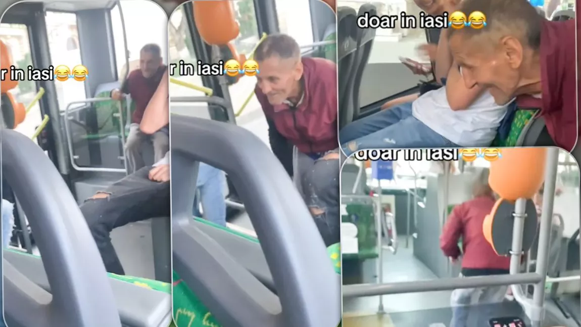 Un bărbat a făcut spectacol într-un autobuz din Iași, după ce a început să imite un cangur! Videoclipul a ajuns pe TikTok, unde a strâns mii de reacții – FOTO/VIDEO