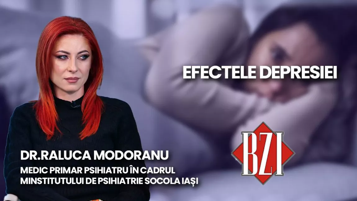 LIVE VIDEO - Dr. Raluca Modoranu, medic primar psihiatru în cadrul Institutului de Psihiatrie Socola Iași, vorbeste în emisiunea BZI LIVE despre efectele depresiei - FOTO