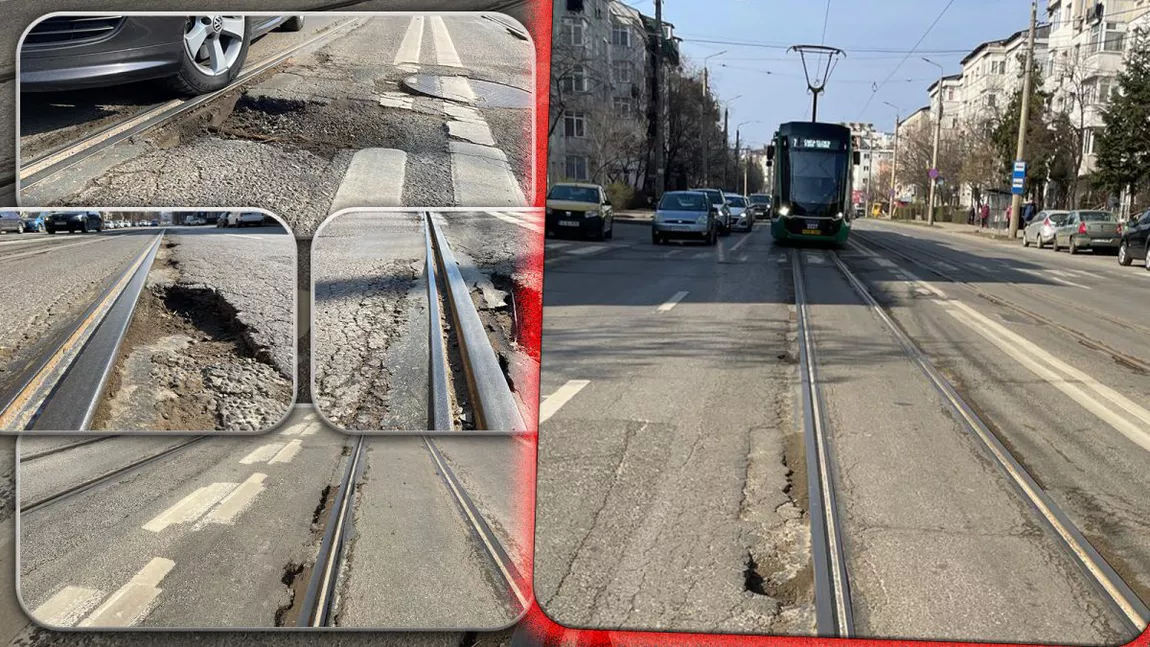 Coșmarul vatmanilor din Iași! Liniile de tramvai din zona Canta au rămas suspendate după ce asfaltul s-a măcinat: „Poți oricând să deraiezi” - FOTO