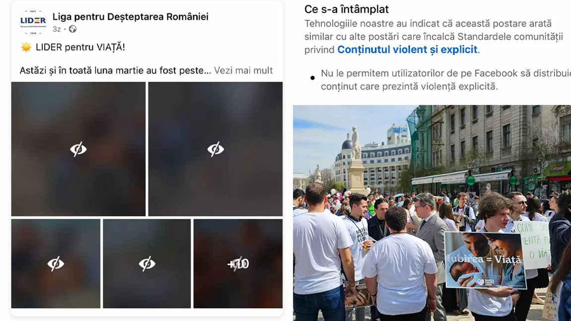 Iată cum cenzurează, Facebook, familia tradițională! Postare despre marșul PRO VIAȚĂ semnalată ca fiind ”Conținut explicit și violent” - FOTO