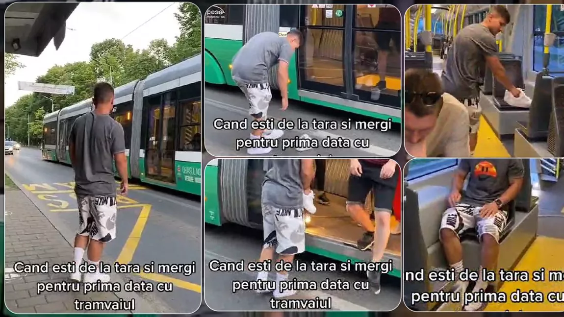 Regulă nouă la CTP? Oamenii trebuie să se descalțe înainte de a urca în tramvai. Iată primul călător din Iași care s-a conformat - FOTO/VIDEO