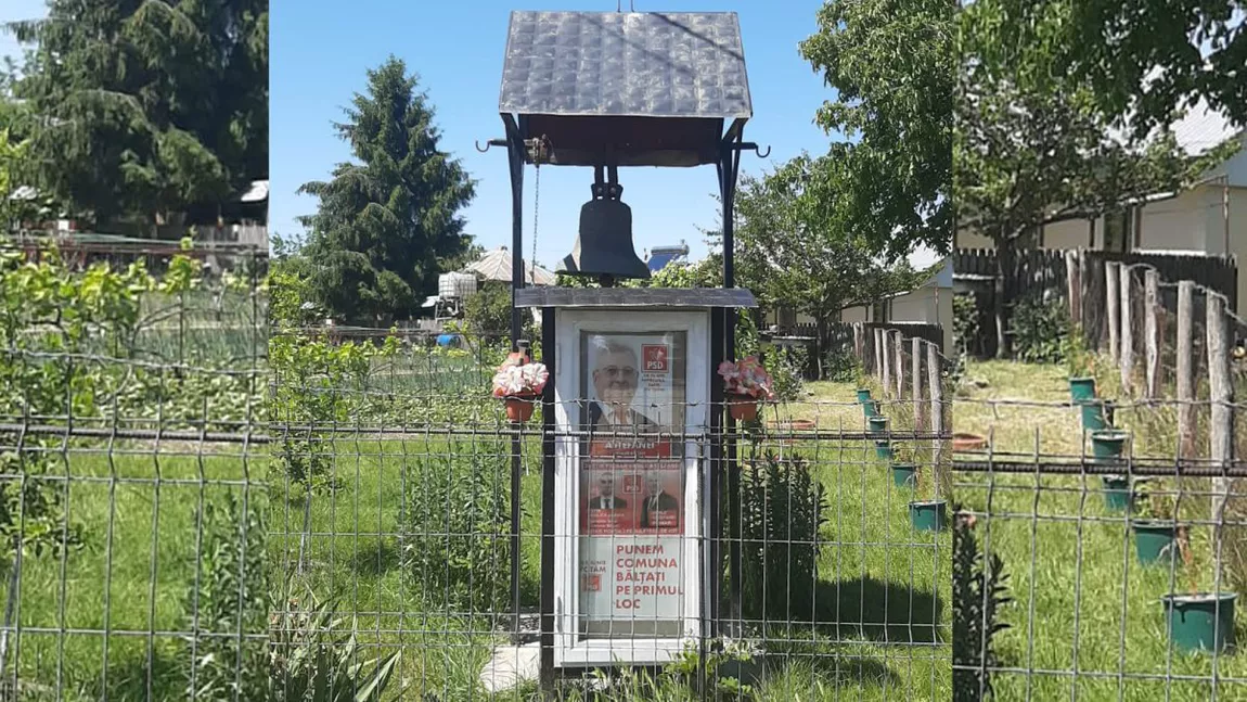 Sfântul Aștefanei de la Bălțați! Localnicii se închină la poza primarului din localitate. Nimeni nu trece pe lângă afișul electoral fără să-și facă măcar o dată cruce – FOTO