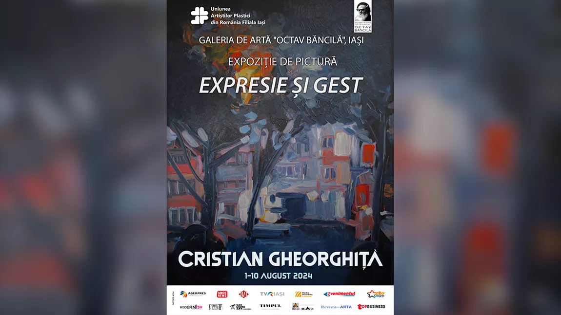 Invitație la expoziția de pictură intitulată „Expresie și gest ” semnată de artistul CRISTIAN GHEORGHIȚĂ