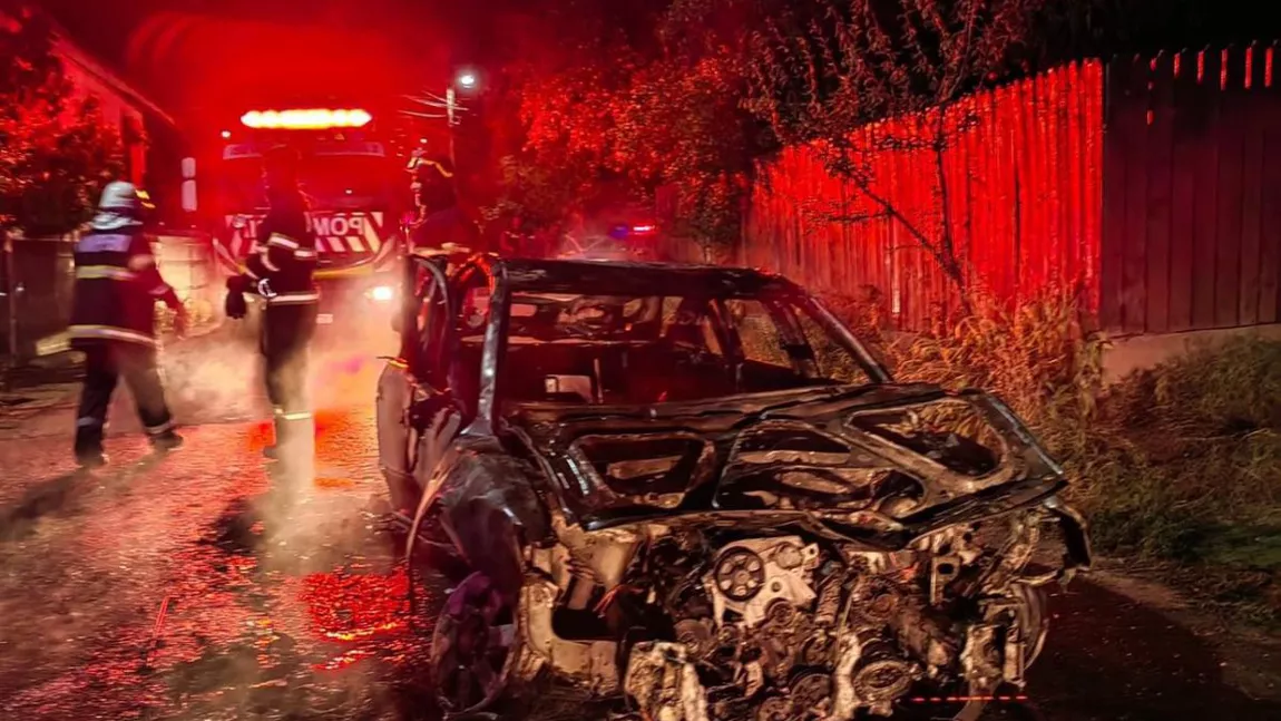 Incendiu la Ciurea! Un autoturism a fost făcut scrum - VIDEO