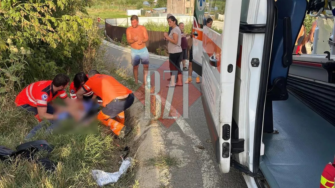 Accident rutier în satul Dumbrava, județul Iași! Un șofer fără permis de conducere a lovit un motociclist - EXCLUSIV