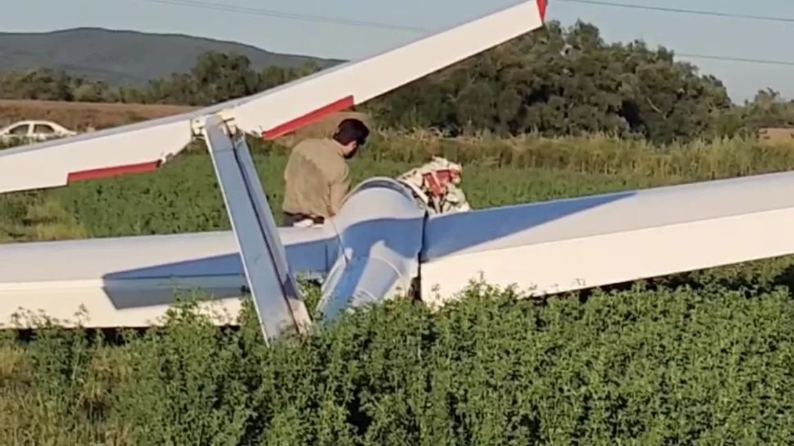 Un avion de mici dimensiuni s-a prăbușit pe un câmp de lucernă de lângă Deva