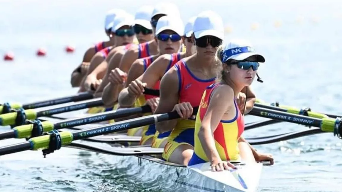 O nouă medalie de aur pentru România la canotaj, la JO 2024. Echipa feminină de 8+1 a terminat cursa pe primul loc