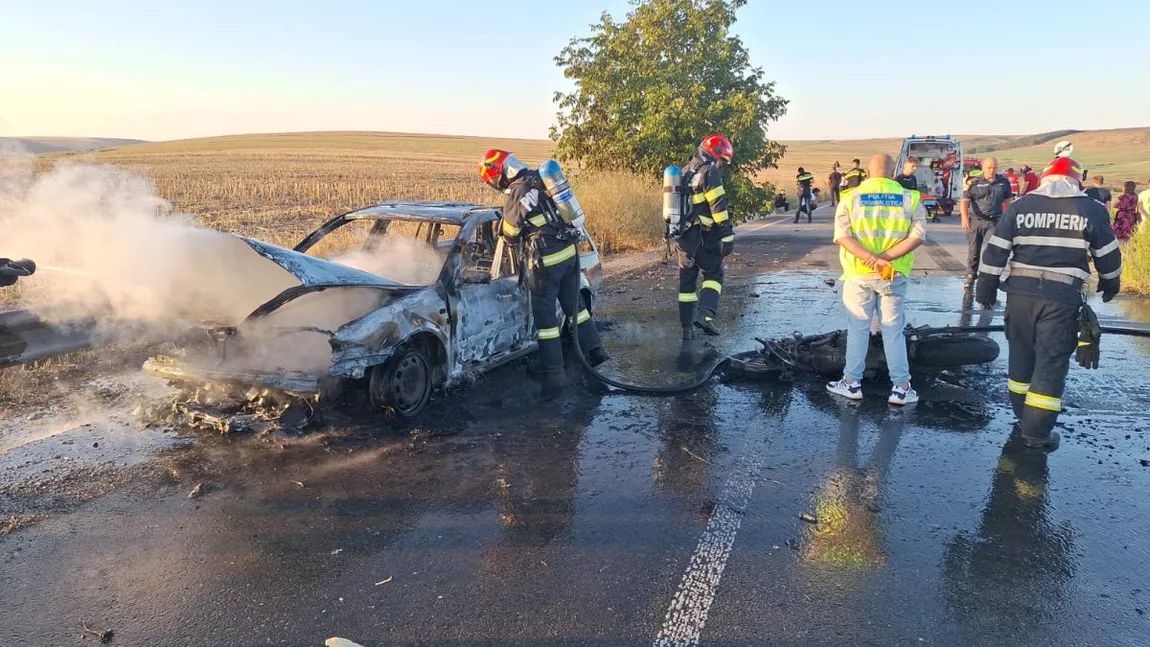 Accident rutier în localitatea Belcești! Un autoturism și o motocicletă au intrat în coliziune - UPDATE, FOTO, VIDEO