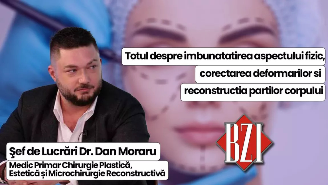 Şef de lucrări, dr. Dan Moraru, medic primar chirurgie plastică, estetică și microchirurgie reconstructivă, discută în emisiunea BZI LIVE despre îmbunătățirea aspectului fizic, corectarea deformărilor și reconstrucția părților corpului