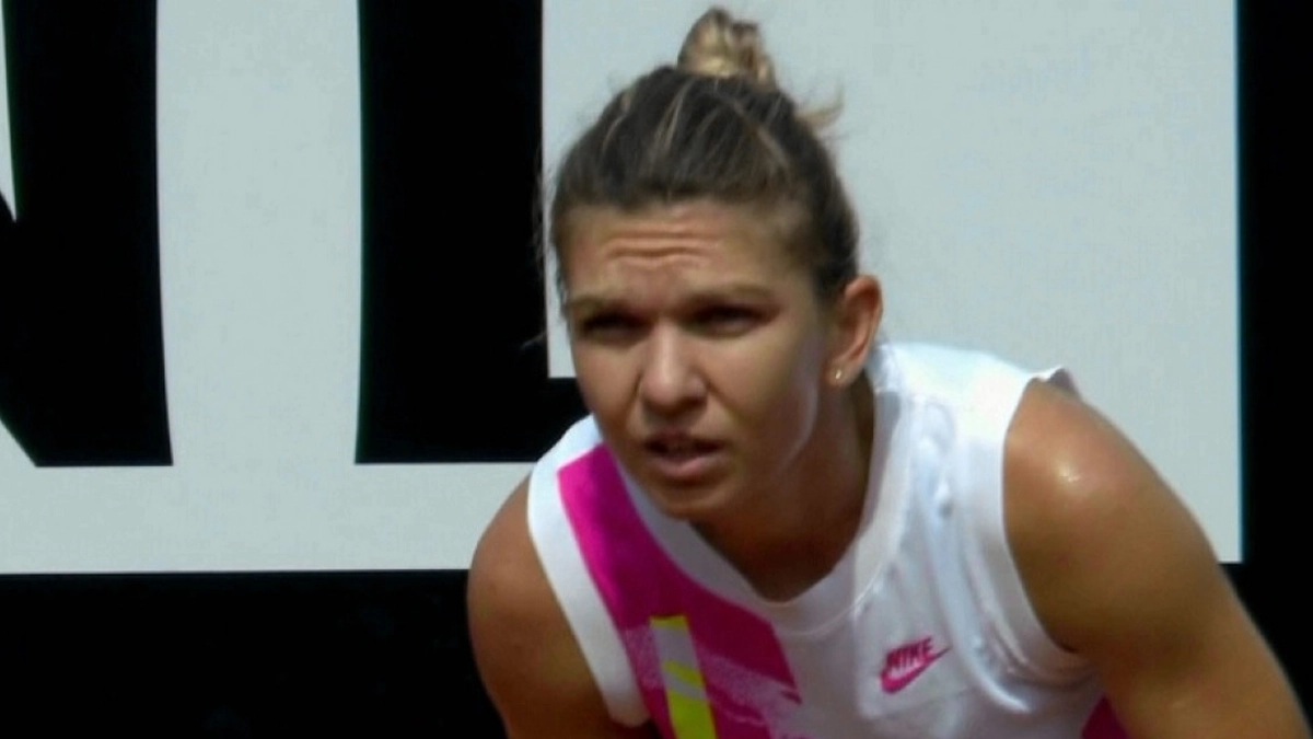 Simona Halep, în meciul cu Garbine Muguruza, de la WTA Roma