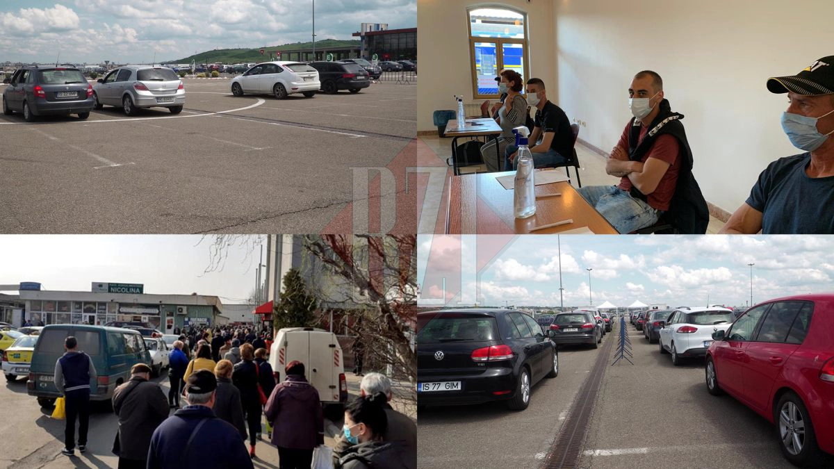 Mai-multe-mașini-la-coadă-persoane-care-așteaptă-să-se-imunizeze-și-oameni-Piața-Nicolina