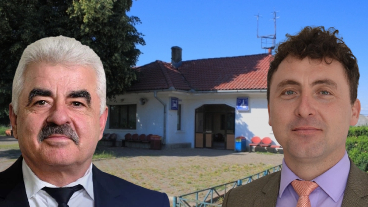Leon Bălteanu, primarul comunei Mircești, sediul Primăriei comunei Mircești și Petru Antăluț, consilier local PNL