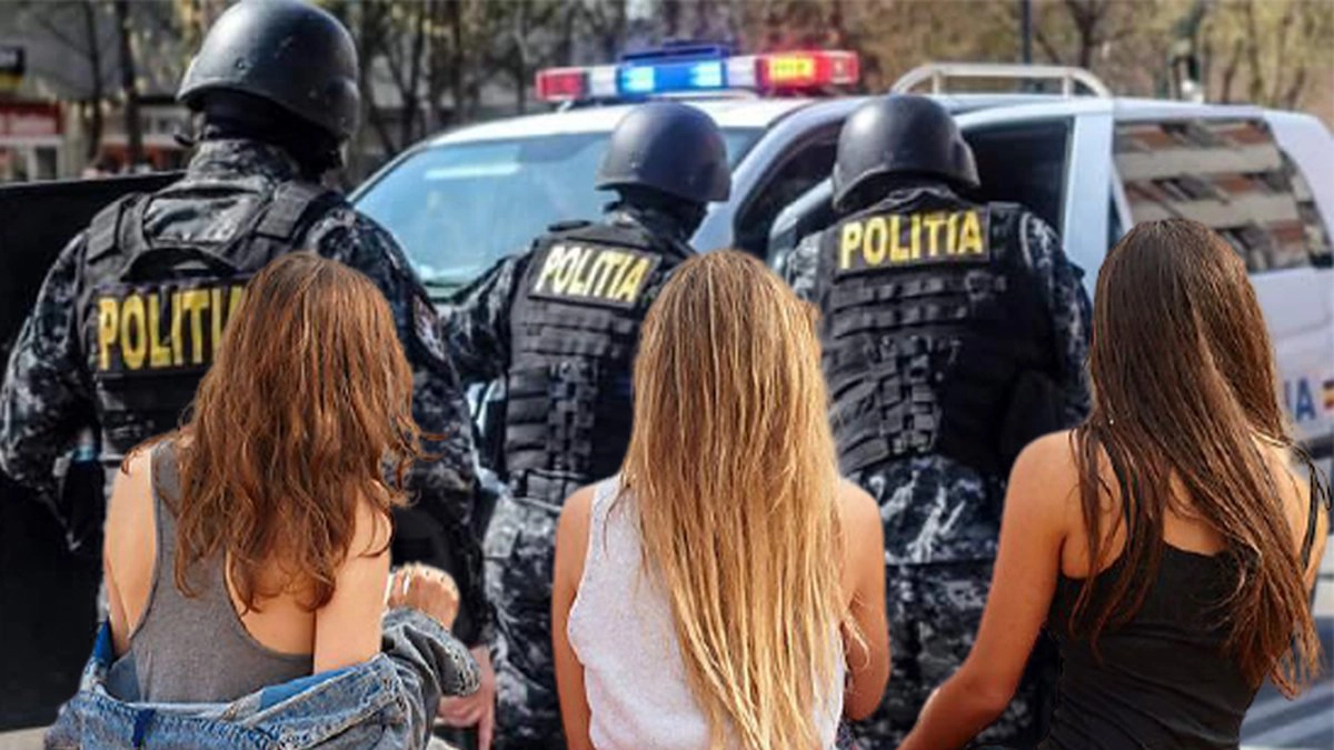 Polițiștii din Iași și trei fete cu spatele