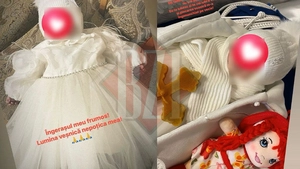 Imagini ce sfâșie orice suflet, de la priveghiul din familia omului de afaceri Sorin Iacob. Micuța Ilinca, îmbrăcată în rochie albă și cu o păpușă alături, în brațele mamei