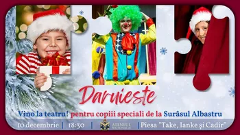 Campania Dăruiește Vino la teatru organizată în prag de sărbători pentru a ajuta copiii cu autism din Iași