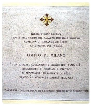  o imagine cu inscriptia Edictului de la Milano