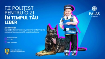 Ziua Poliției Române este sărbătorită în grădina Palas. IPJ Iași a pregătit demonstrații de autoapărare, patrula canină, prezentare a tehnicii de criminalistică, ateliere pentru copii, dar și alte activități interactive
