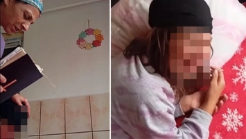 O femeie din România își supune fiica unor ritualuri de „alungare a demonilor”. Fata, vizibil speriată, plânge neîncetat