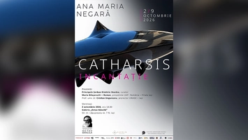 Invitație la expoziția intitulată CATHARSIS– INCANTAȚIE”, semnată de artista Ana Maria Negară, vernisaj: vineri, 2 octombrie 2026, ora 18:00, Galeriade Artă „Octav Băncilă” a U.A.P.R. Filiala Iași