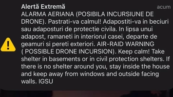 Alertă în Botoșani! RO-Alert emis după o posibilă incursiune de dronă
