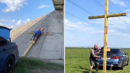 Din disperarea de a fi viral pe TikTok, un luptător din Iași s-a filmat în timp ce era răstignit pe cruce și tras de un BMW! La doar câteva zile distanță a fost implicat într-un accident rutier grav