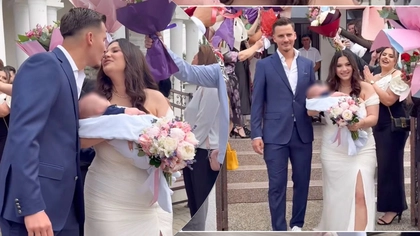 Evenimentul anului, la Coarnele Caprei! Fata primarului Mihai Țibucanu s-a măritat, după ce a adus pe lume un băiețel. Bruneta a ieșit de la starea civilă cu bebelușul în brațe, alături de soț