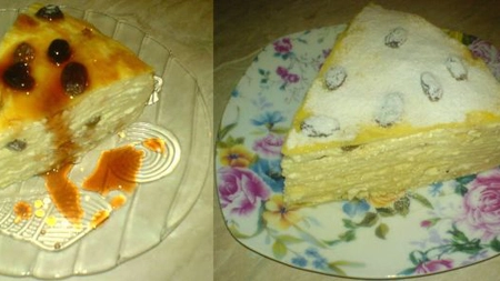 Tort de clatite cu branza de vaci si stafide - O minunatie culinara