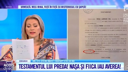 Testamentul parafat al lui Aurelian Preda, citit în direct. Anamaria Preda NU este inclusă