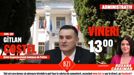 LIVE VIDEO Emisune ce nu trebuie ratată! Șeful Inspectoratului de Poliție Județean Iași, comisarul șef Costel Gîtlan vine în Platoul BZI LIVE! - FOTO