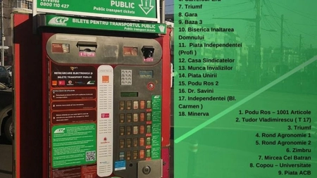 Automate de bilete mixte în stațiile de transport public din Iași