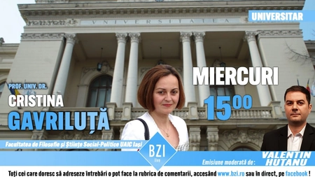 LIVE VIDEO - Ediție - dialog în Studioul BZI LIVE cu un special reprezentant al Universității Alexandru Ioan Cuza din Iași! Prof. univ. dr. Cristina Gavriluță este prezentă cu subiecte sensibile și de impact în domenii esențiale pentru societatea contemporană - FOTO