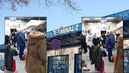 Imagini de groază de la Aeroportul Iași. Cursa TAROM pe ruta Iași - București a fost ținută fără explicații la sol. Zeci de pasageri au fost înghesuiți cu orele în Terminalul T2 - FOTO
