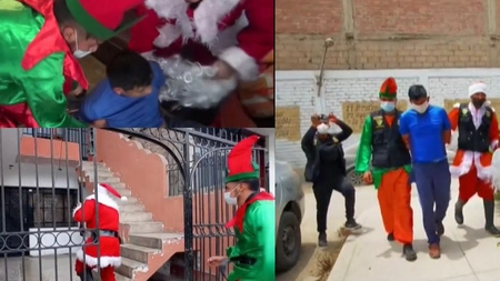 Poliţiştii din Peru au intrat <em class='ep-highlight'>peste</em> traficanţii de droguri îmbrăcaţi în Moș Crăciun şi Elf