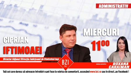 LIVE VIDEO - Totul despre recensămintele desfășurate de Institutul Național de Statistică într-un an pandemic. Ciprian Iftimoaei, directorul adjunct al Direcției Județene de Statistică Iași, revine la BZI LIVE - FOTO