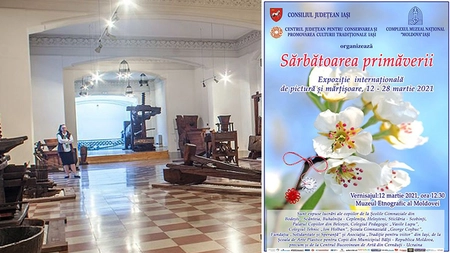Expoziție - eveniment internațional de pictură și mărțișoare, la Muzeul Etnografic al Moldovei de la Palatul Culturii din Iași