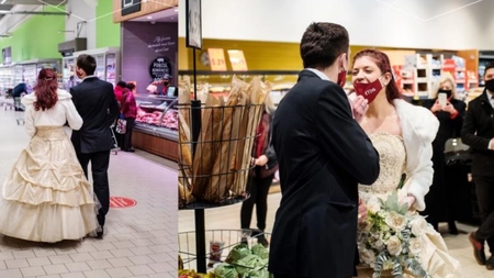 Eveniment inedit într-un supermarket! Doi tineri au hotărât să-și unească destinele printre rafturile cu alimente: 