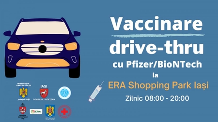 Centru de vaccinare anti-COVID-19 direct din mașină, la Iași