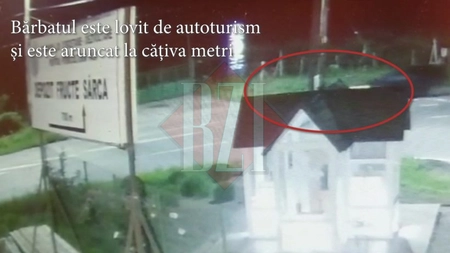 Atenţie! Imagini cu un puternic impact emoţional! Iată cum este aruncat zeci de metri bărbatul care a încercat să traverseze drumul european azi-noapte! Momentul a fost surprins de camerele de supraveghere - Video