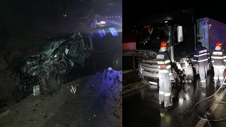 Pericol de explozie în Pașcani, județul Iași după ce un TIR a intrat în coliziune cu un autoturism - FOTO