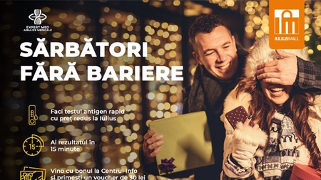 La Iulius Mall, rezolvi multe dorințe de sărbători, într-un singur loc! Poţi face testul antigen rapid la mall şi să te bucuri de experienţa Crăciunului