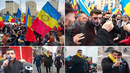 George Simion, liderul AUR, stropit cu cerneală la Iași. Filmul incidentului din Piața Unirii- GALERIE FOTO, VIDEO