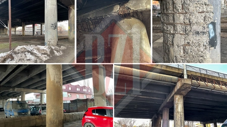 Atenție, șoferi! Probleme mari la structura de rezistență de la pasarela Alexandru cel Bun, din Iași. Circulația rutieră este în pericol - GALERIE FOTO